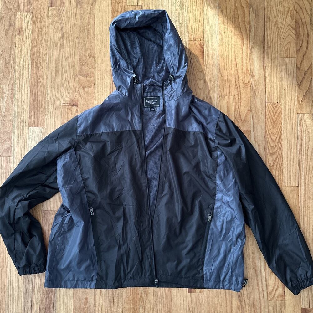 Jacket Windbreaker Jacket Coat Hooded Bass Creek Outfitters Grey Black 2XL